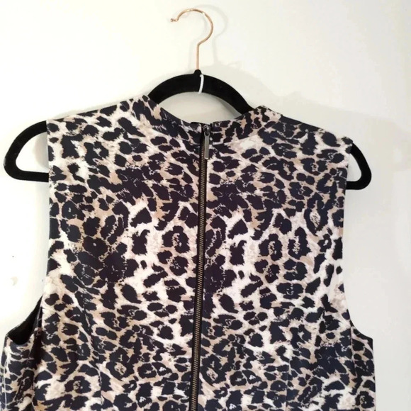 CLEARANCE Saks Fifth Avenue Dress Leopard Print Animal Sleeveless High Collar - Picture 11 of 16